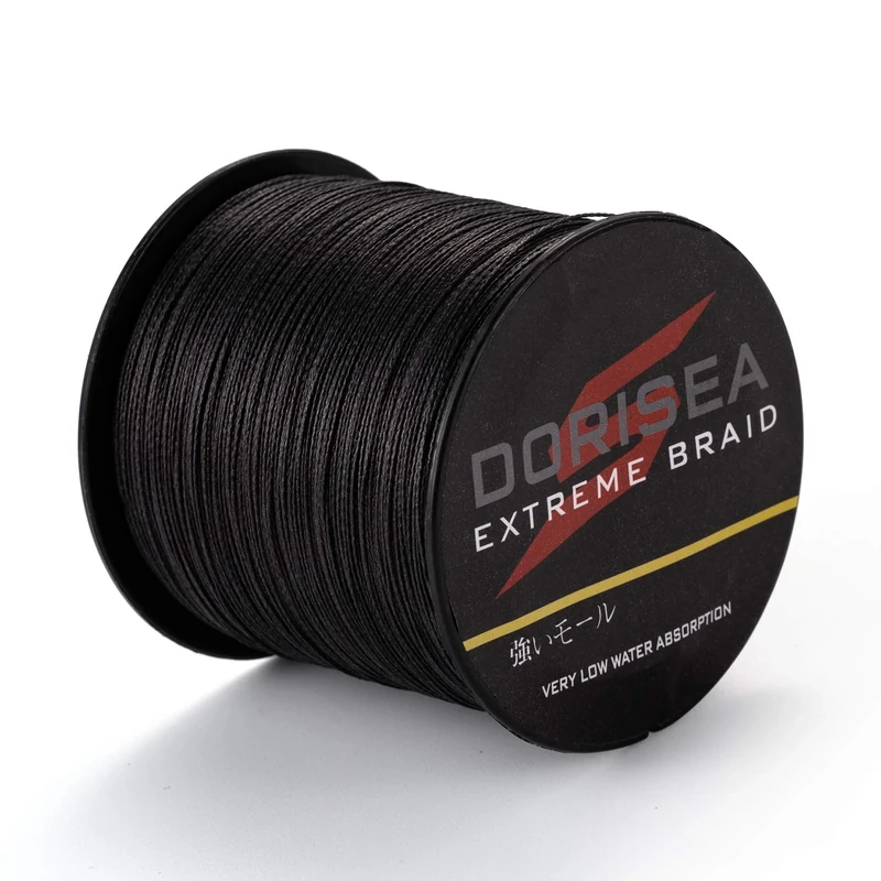 Dorisea Extreme Braid 100% Pe Black Braided Fishing Line 6-550lb Amazing Superline Zero Stretch Fishing Line (2000m/2187yards 10lb/0.15mm)