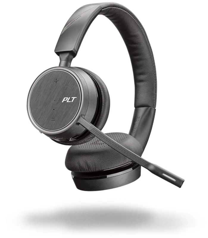 Poly Voyager 4220 UC Bluetooth Stereo Headset USB-A BT Dongle Charging Cradle SoundGuard Technology Microphone Arm Buttons on Headset Black One Size