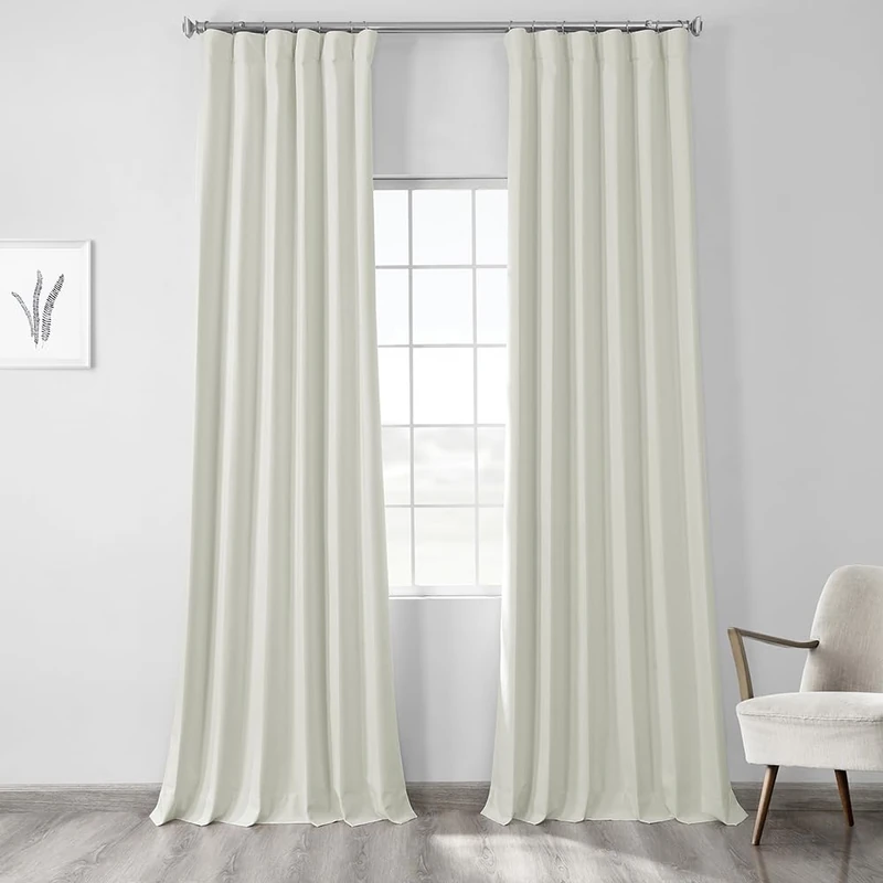 HPD Half Price Drapes Vintage Blackout Curtains for Bedroom & Living Room, Polyester Blend, Starlight Off White, 50" W x 96" L (Pack of 1)