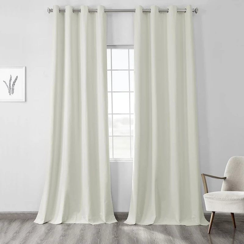 HPD Half Price Drapes Grommet Blackout Curtains for Bedroom Thermal Cross Linen 50 X 96 (1 Panel), FLCW-CBO191-96-GR, Starlight Off White