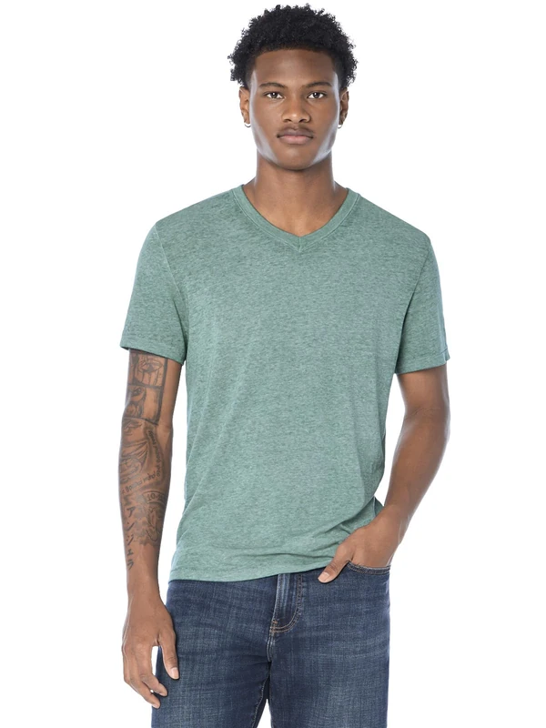 Lucky Brand Men's Venice Burnout V-Neck Tee Shirt T, June Bug, Medium