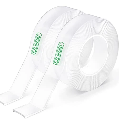 EZlifego Double Sided Tape Heavy Duty (Extra Large, Pack of 2, Total 10.0m), Nano Double Sided Adhesive Tape, Clear Mounting Tape Picture Hanging Strips, Removable Wall Tape Sticky Poster Tape Decor