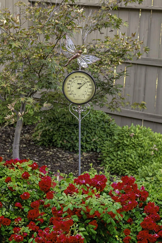 Poolmaster 54583 Outdoor Thermometer Garden Stake, Dragonfly, Multi - Image 1