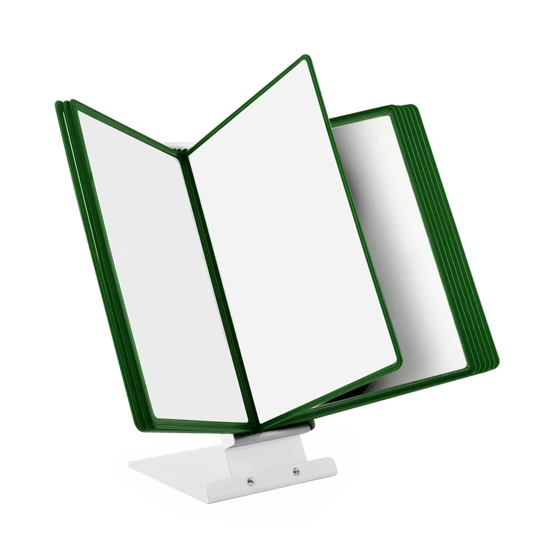 LEVIATAN | Table Display Board System | Table Lectern | Document Organiser | Consultation and Presentation Documents | Plastic Case for Papers | Includes 10 Display Panels | Size: A4 | Colour: Green