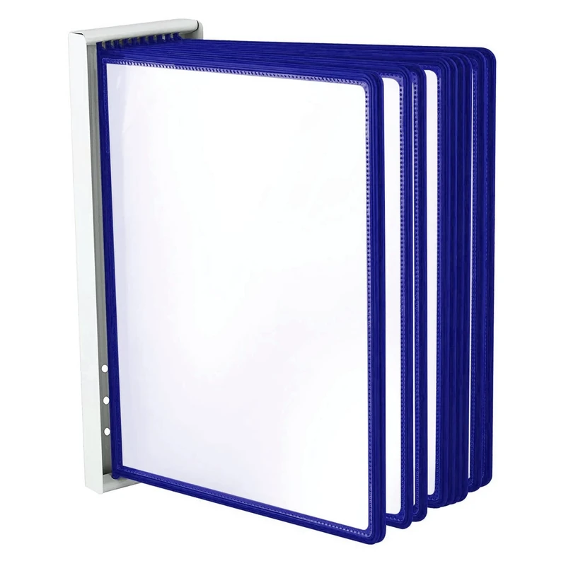 LEVIATAN | Wall Display Board System | Wall Lectern | Document Organiser | Consultation and Presentation Documents | Plastic Case for Papers | Includes 10 Display Panels | Size: A4 | Colour: Blue