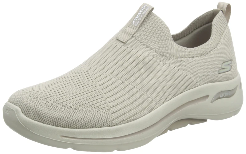 Skechers Women's Go Walk Arch Fit Sneaker, Taupe Textile Trim, 5 UK