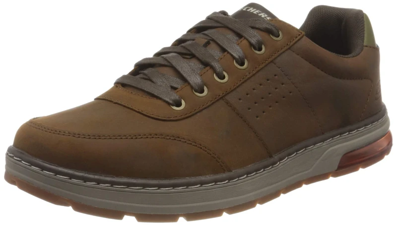 Skechers Men's EVENSTON Sneaker, Dark Brown Leather , 9.5 UK medium