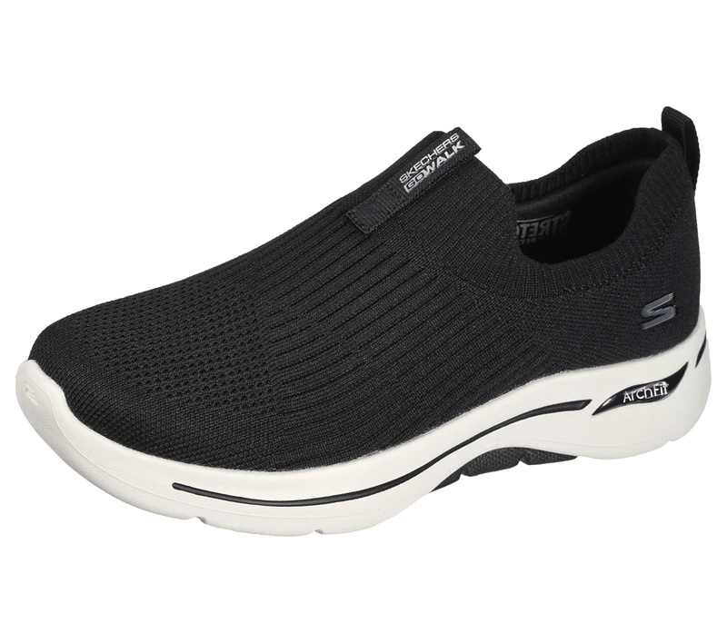 Skechers Women's GO WALK ARCH FIT Sneaker, Black Textile/Trim , 8 UK medium