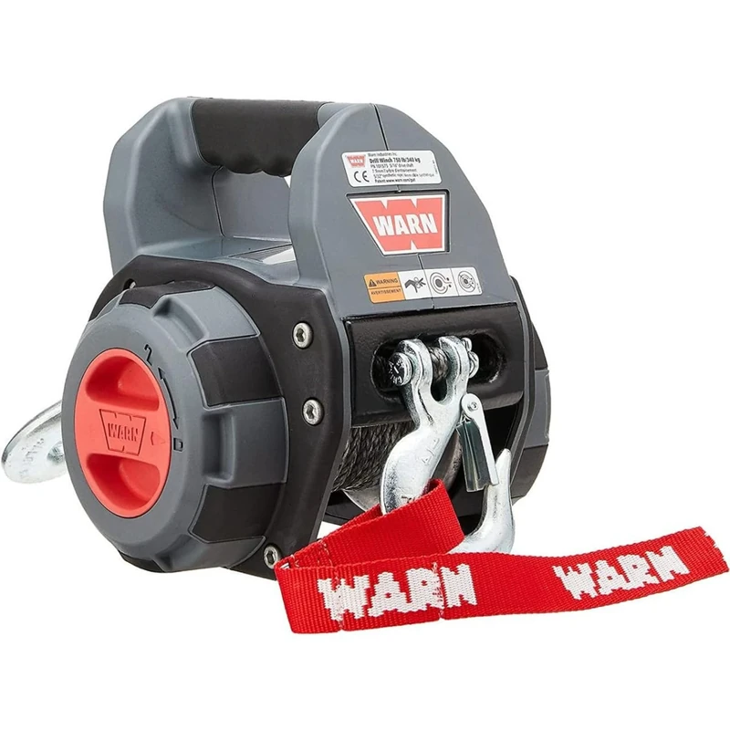 WARN 101575 Handheld Portable Drill Winch with 40 Foot Synthetic Rope: 750 lb Pulling Capacity