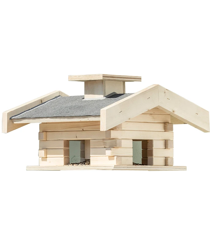 Dehner Natura Emmi Wild Bird Feeder Approx. 46 x 44 x 30 cm Spruce Wood Natural