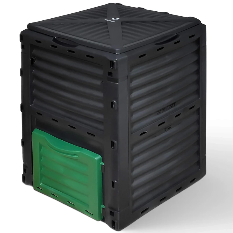 VOUNOT® Compost Bin Garden, 300 Litre Plastic Composters Outdoor, Black