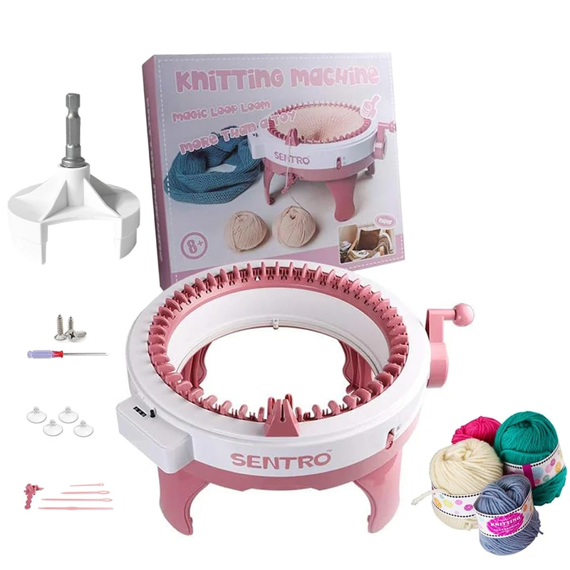Umootek SENTRO Knitting Machine, 48 Needles Smart Weaving Loom Round Spinning Crochet Knitting Machines with Row Counter, Knitting Board Rotating Double Loom, Weaving Loom Machine Kit