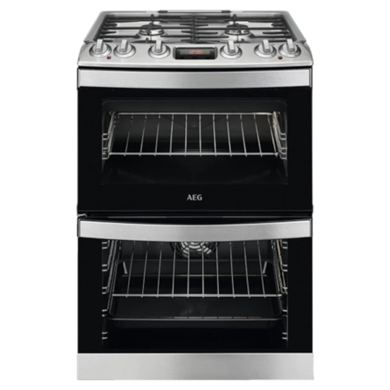 AEG 60cm Dual Fuel Cooker with Lid - Stainless Steel