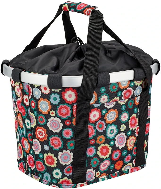 KlickFix Unisex - Adult Happy Flowers Bicycle Basket, Colourful, 15 Litre