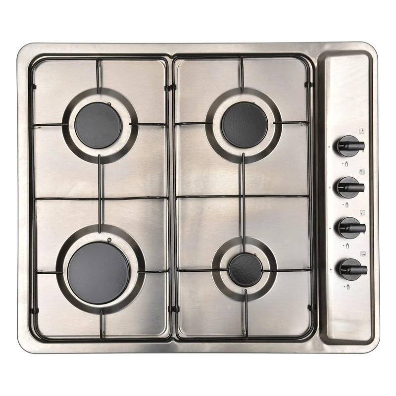 Montpellier MGB60X 58cm Stainless Steel 4 Burner Gas Hob With Enamel Pan Supports
