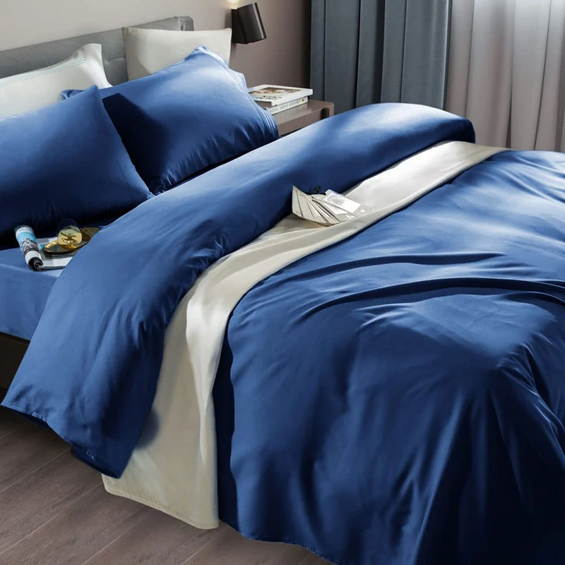 SONORO KATE Bedding Set Super Soft Microfiber 1800 Thread Count Luxury Egyptian Sheets Fit for 45-61cm Deep Pocket Mattress Wrinkle - 6 Piece (Navy, Full)