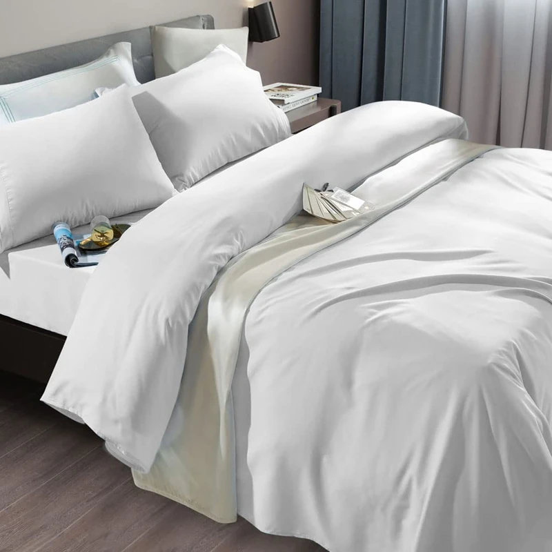 SONORO KATE Bed Sheet Set Super Soft Microfiber 1800 Thread Count Egyptian Sheets Fit 18-24 Inch Deep Pocket Mattress Wrinkle and Hypoallergenic (White, Queen)