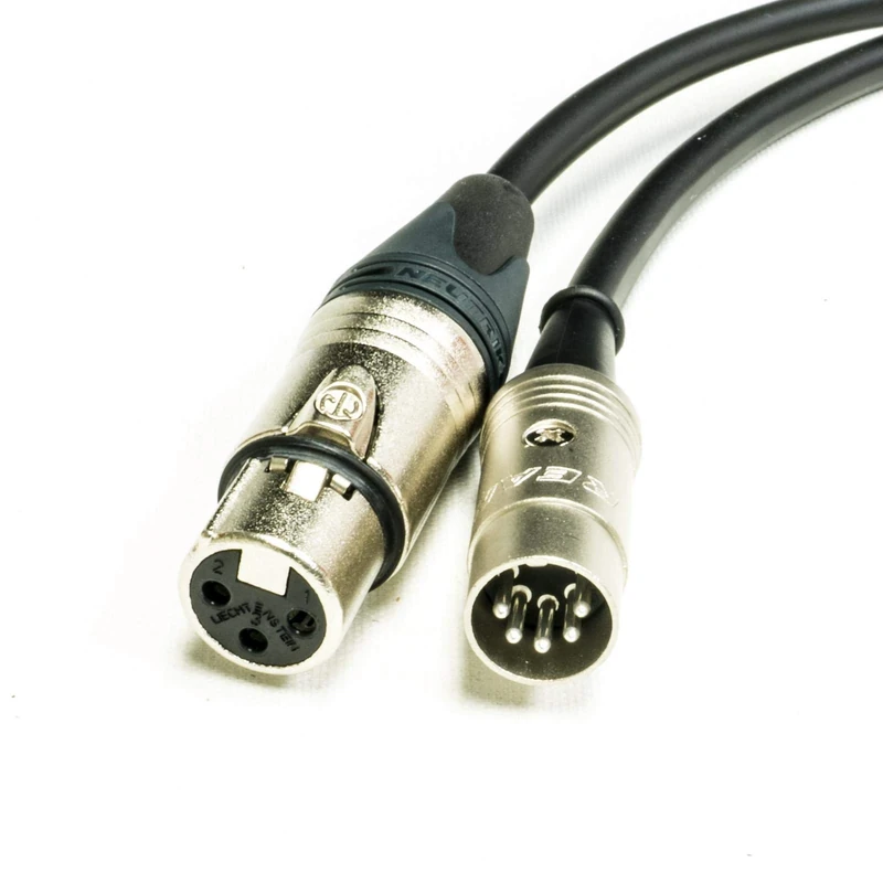 MIDI over XLR Adapter Cable. Female XLR to 5 Pin DIN. Neutrik & Van Damme