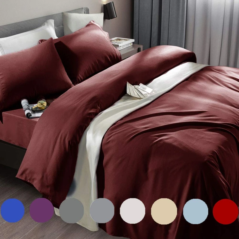 SONORO KATE Bedding Bed Sheet Set Super Soft Microfiber 1800 Thread Count Luxury Egyptian Sheets Fit 18-24 Inch Deep Pocket Mattress Wrinkle-6 Piece (Burgundy, Queen)