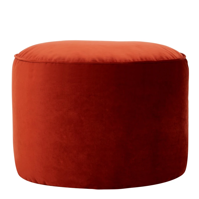 icon Milano Velvet Large Bean Bag Footstool with Filling Included, Red