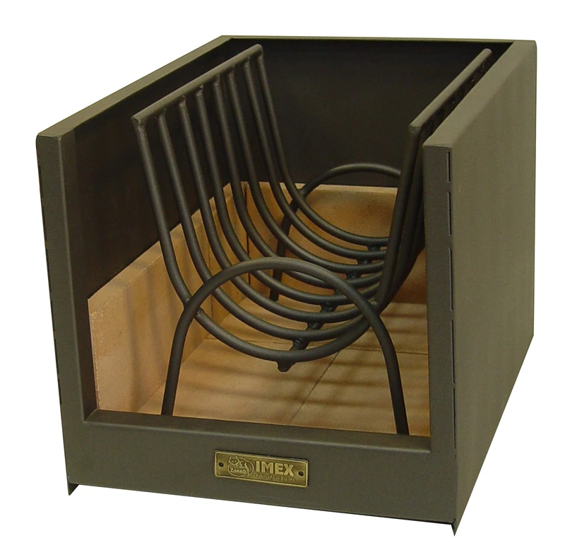 IMEX The Fox 71485 Firewood Drawer with Refractory Brick, 33 x 45 x 32 cm Firewood and Charcoal Barbecue, Black