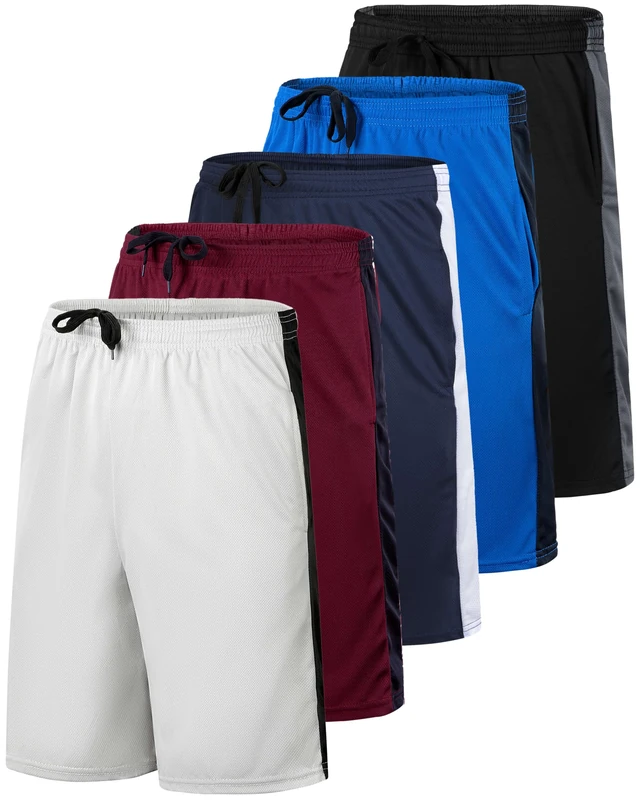 Men's Mesh Shorts Football Rugby Training Active Wear Athletic Basketball Essentials Performance Gym Running Summer Fitness Quick Dry Wicking Workout Clothes Sport Pockets -Set 15,XL