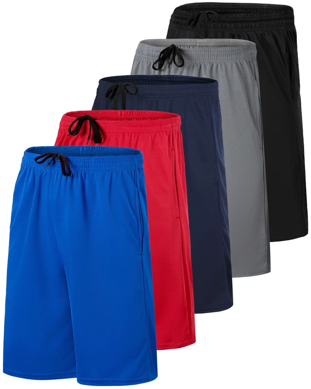 Men's Mesh Shorts Football Rugby Training Active Wear Athletic Basketball Essentials Performance Gym Running Summer Fitness Quick Dry Wicking Workout Clothes Sport Pockets -Set 11,L