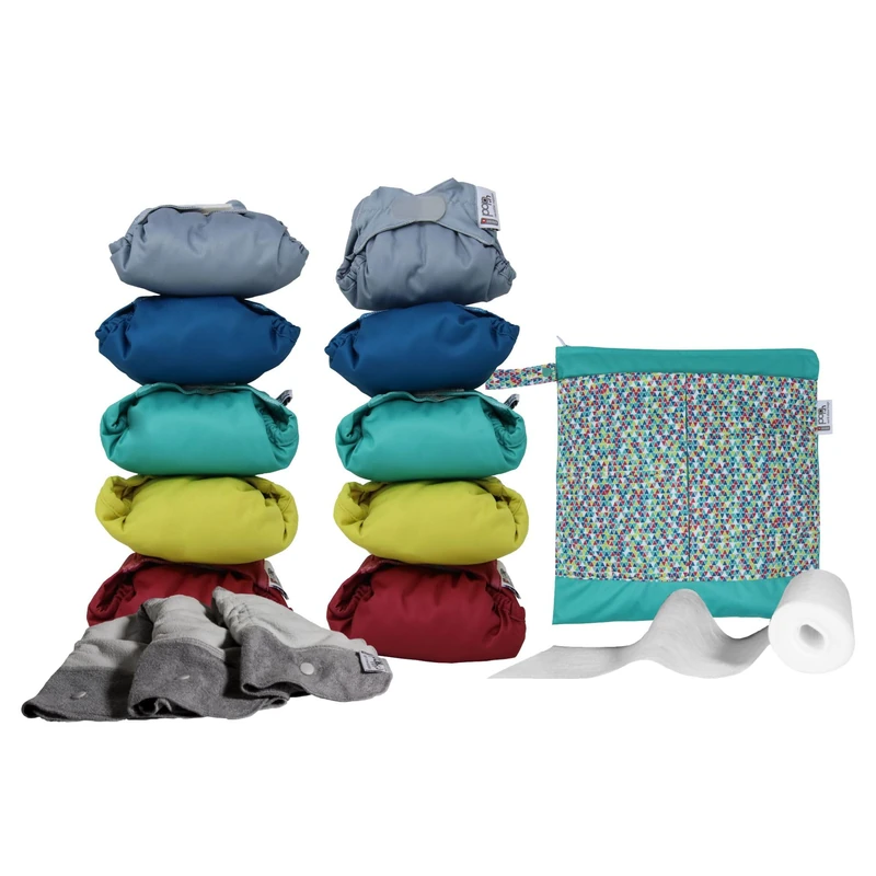 Close Parent - Premium Bamboo Nappy Set in Brights - Comprehensive Bundle with Boosters, Biodegradable Liners, and Tote Bag - Newborn to Toddler Fit