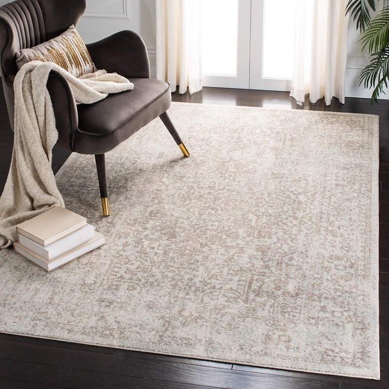 Safavieh Traditional Rug for Living Room, Dining Room, Bedroom - Evoke Collection, Short Pile, in Ivory and Taupe, 120 X 180 cm - Image 1