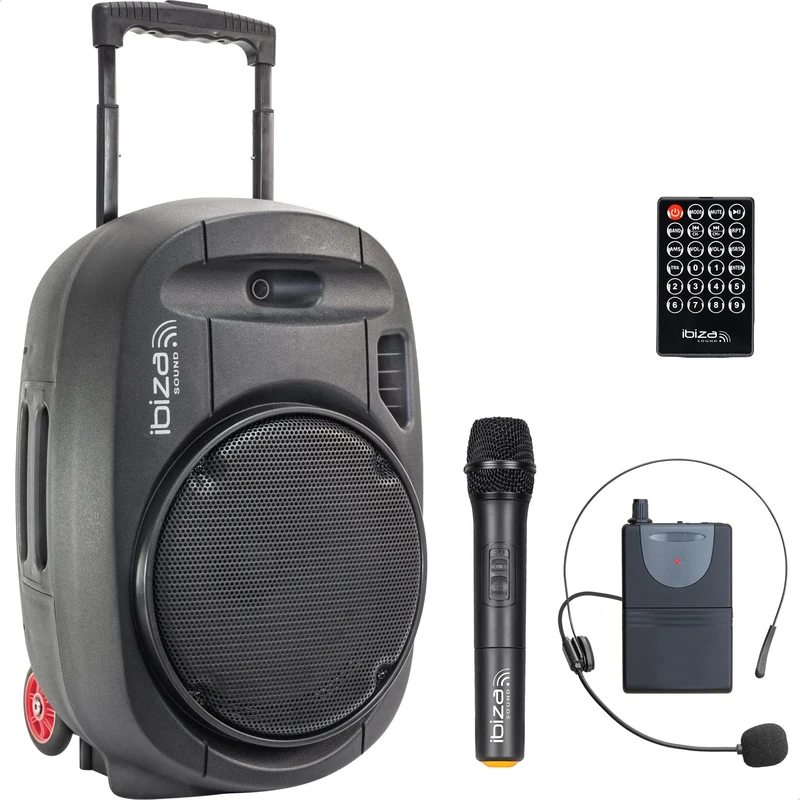 PORT12UHF-MKII - Ibiza - STAND-ALONE PORTABLE SOUND SYSTEM 12” / 700W WITH USB-MP3, REC, VOX, BLUETOOTH & 2 UHF MICROPHONES