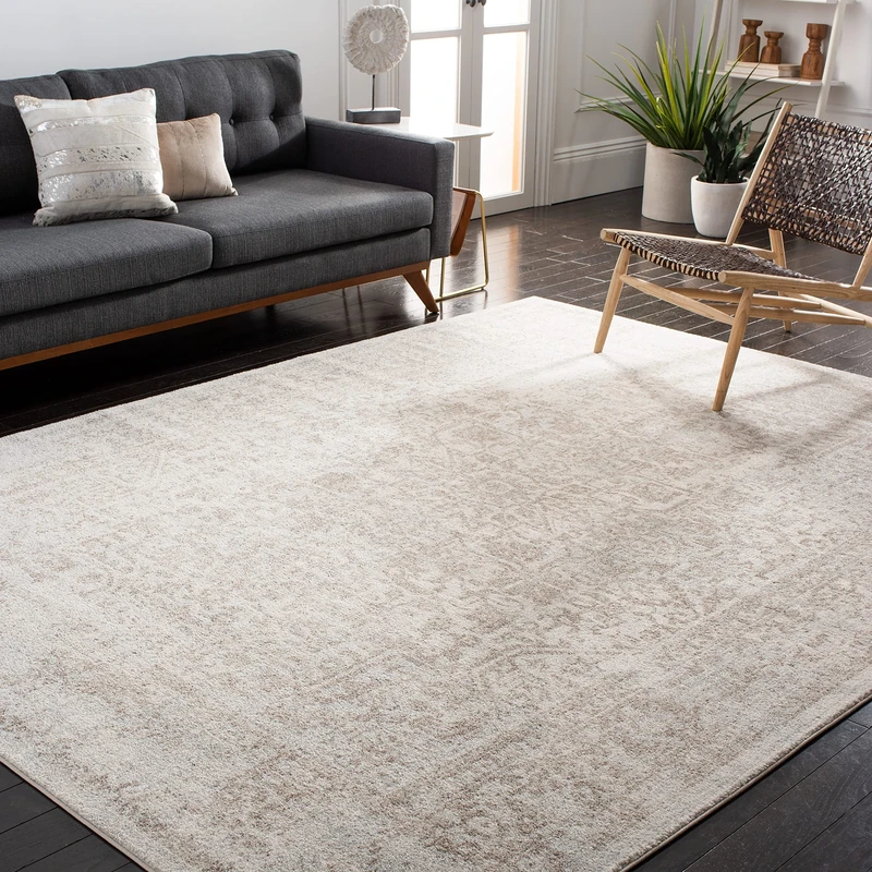 Safavieh Traditional Rug for Living Room, Dining Room, Bedroom - Evoke Collection, Short Pile, in Ivory and Taupe, 274 x 365 cm