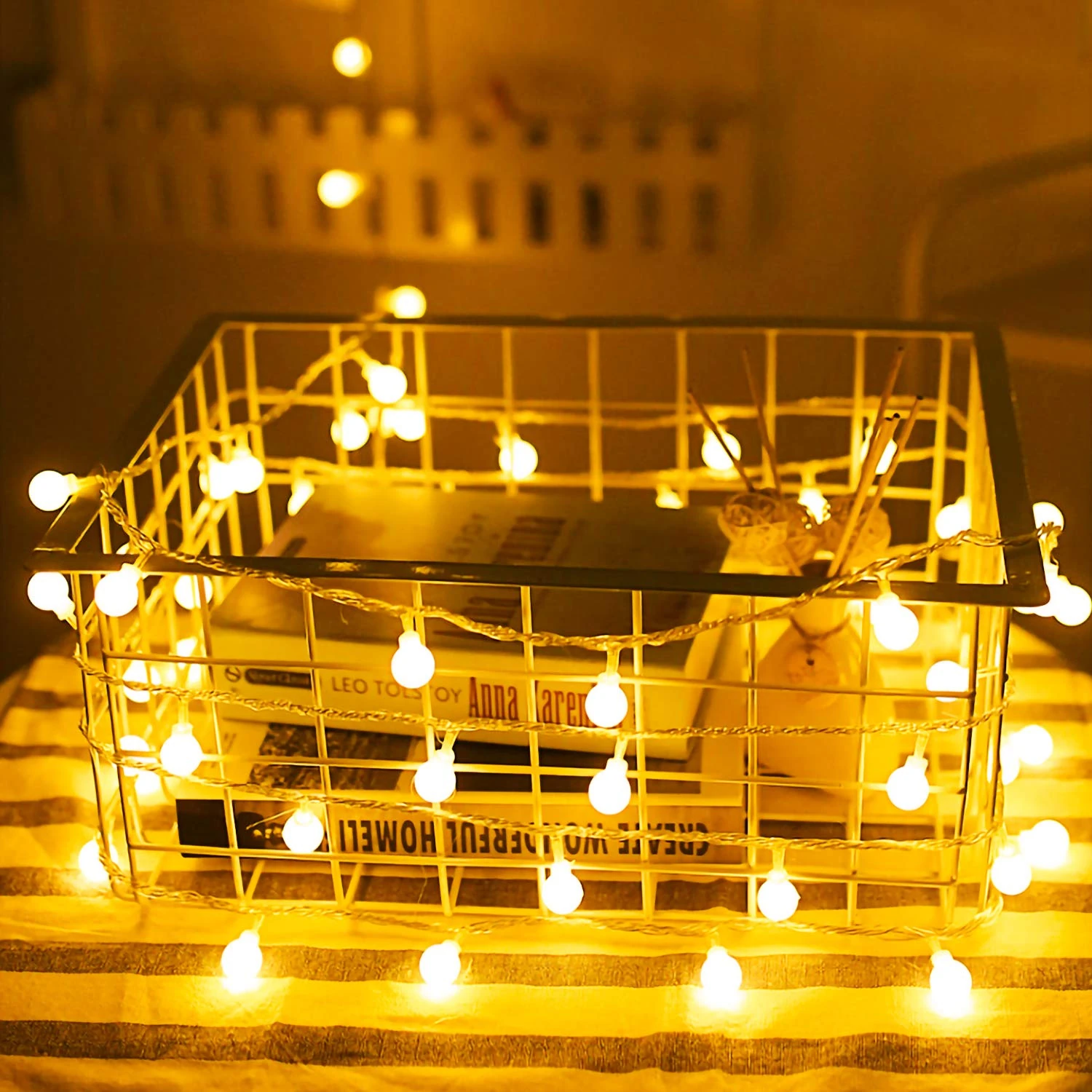 Rock Ninja Globe Fairy Lights, 6M 40Pcs LED Battery Powered String Lights, Two Mode Monochrom and Shining Decoration for Christmas Wedding Birthday Holiday Party Bedroom Indoor& Outdoor