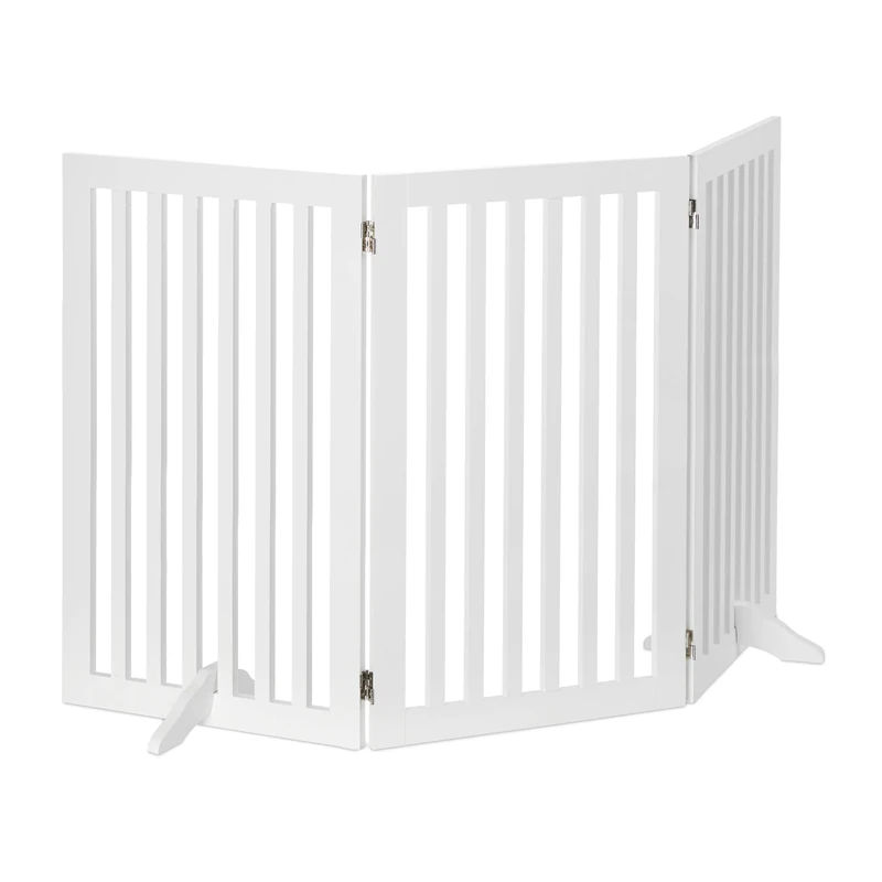 Relaxdays Wooden Safety Barrier, Adjustable Gate for Dogs & Children, Fireplace & Oven, 91.5x154cm, White