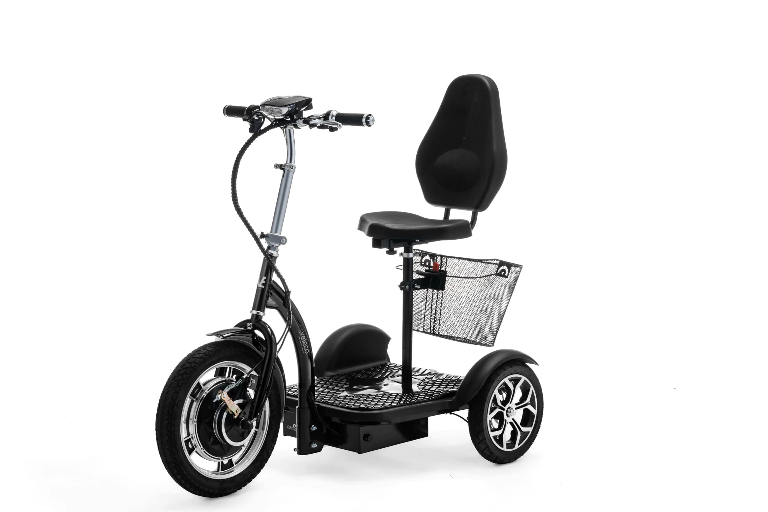 VELECO ZT16-3 Wheeled Mobility Device - Easy to manouver - Big Wheels - Removable Shopping Basket - Small Turning Circle (Black)