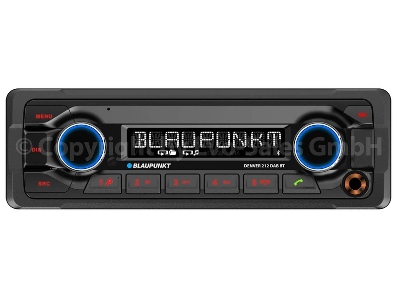 Blaupunkt Denver 212 DAB BT | 1-DIN, DAB+, Bluetooth Handsfree, 12 V, Heavy Duty Design, Short Installation Depth