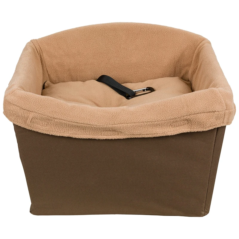 PetSafe Happy Ride Dog Safety and Pet Booster Seat for Cars, Trucks and 4X4s - Included Seat Belt Tether - Durable Liner is Machine-Washable and Easy to Clean - Brown