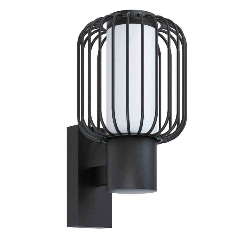 EGLO Ravello Outdoor Wall Light, 1-Bulb Outdoor Light, Modern, Wall Light Made of Galvanised Steel in Black and Plastic in White, Outdoor Lamp with E27 Socket, IP44