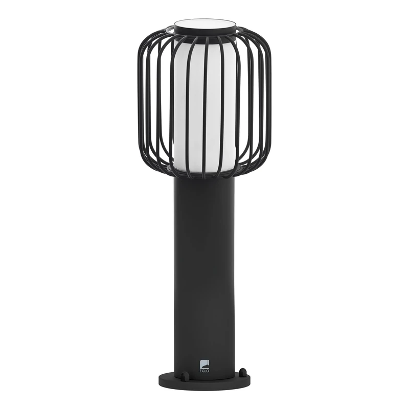 EGLO Ravello Outdoor Base Lamp, 1 Bulb Outdoor Light, Modern Base Light Made of Galvanised Steel in Black and Plastic in White, Outdoor Lamp with E27 Socket, IP44