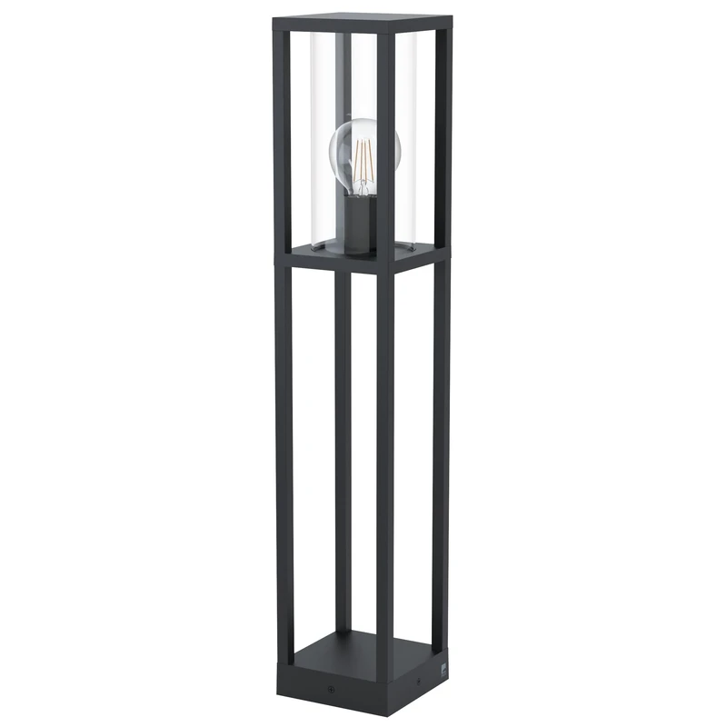EGLO Cascinetta Outdoor Floor Lamp, 1-Bulb Outdoor Light Vintage, Retro, Floor Lamp Made of Cast Aluminium in Black and Clear Glass, Outdoor Lamp with E27 Socket, IP44
