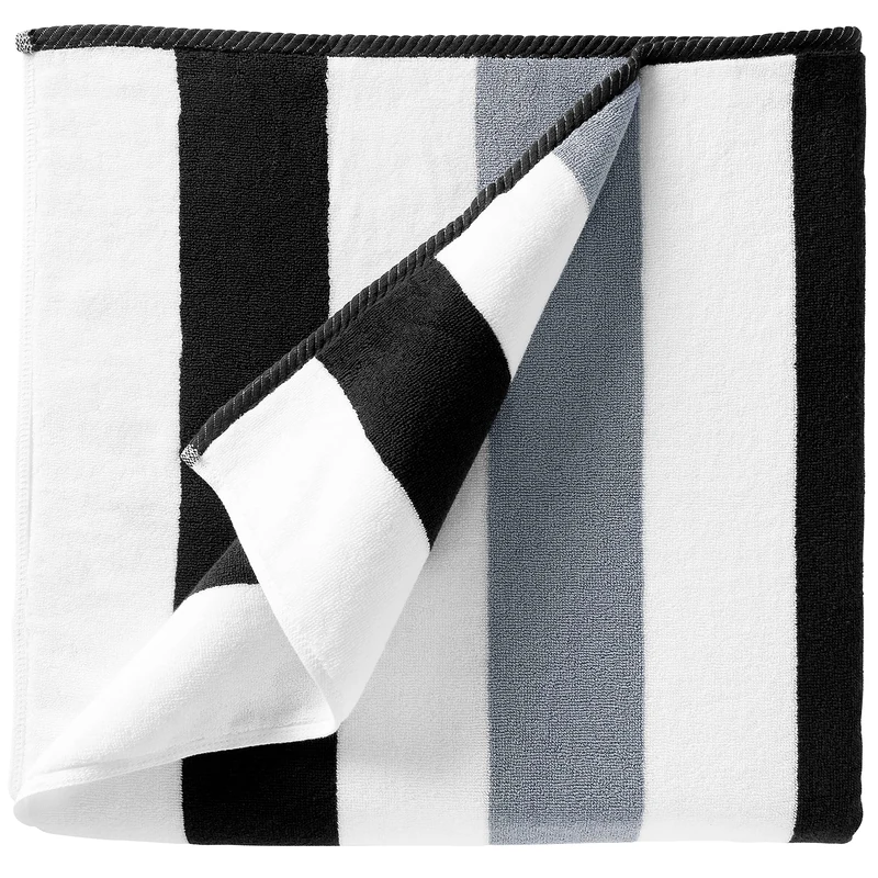 Laguna Beach Textile Co. Striped Cabana Oversized Beach Towel (Black & Gray) - Image 1