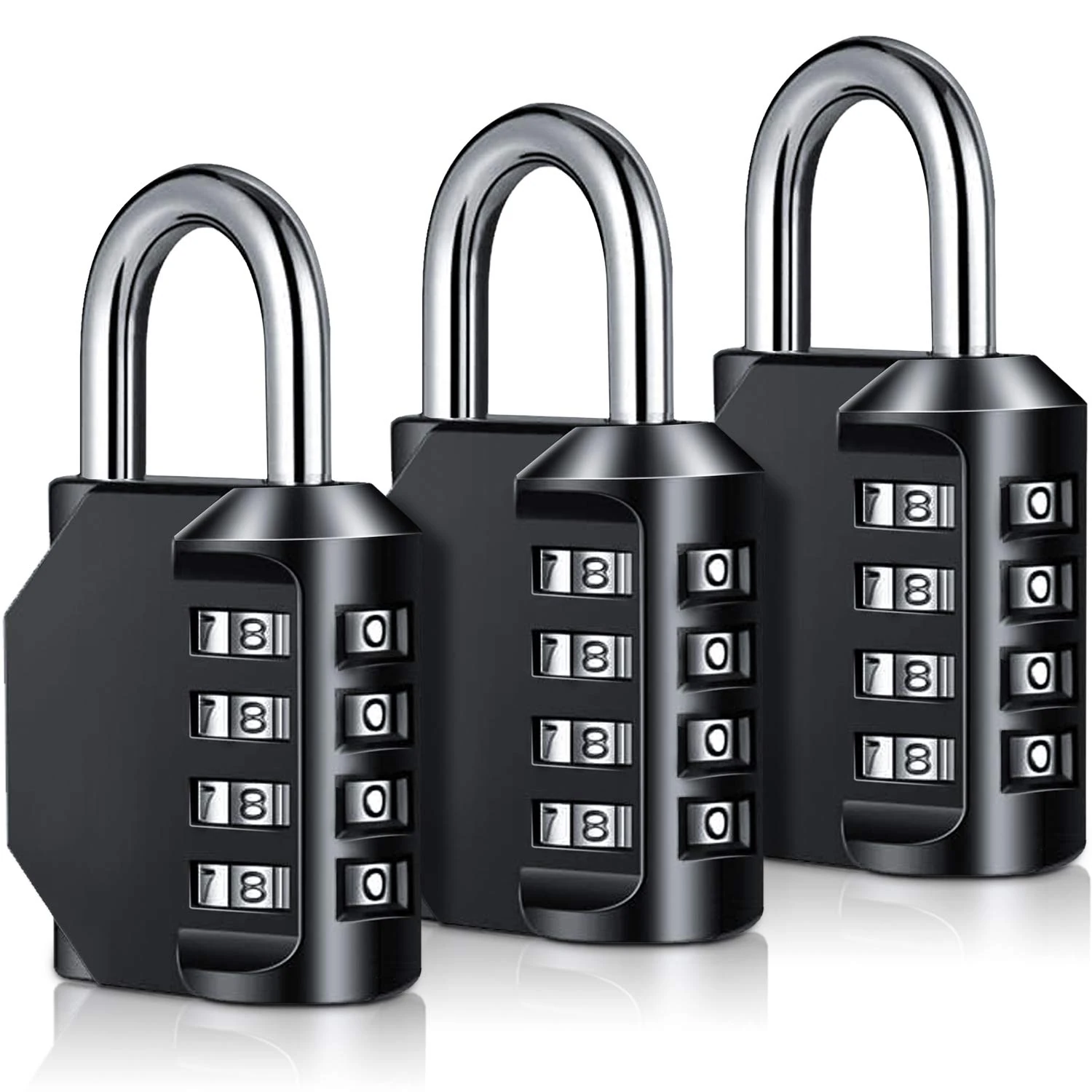 Combination Padlock Heavy Duty Locks - BeskooHome 4-Digit Weatherproof Combination Lock Resettable Combination Padlock Outdoor for Gym, School, Hasp, Outdoor Shed, Storage, Cabinet, Toolbox - 3 Pack
