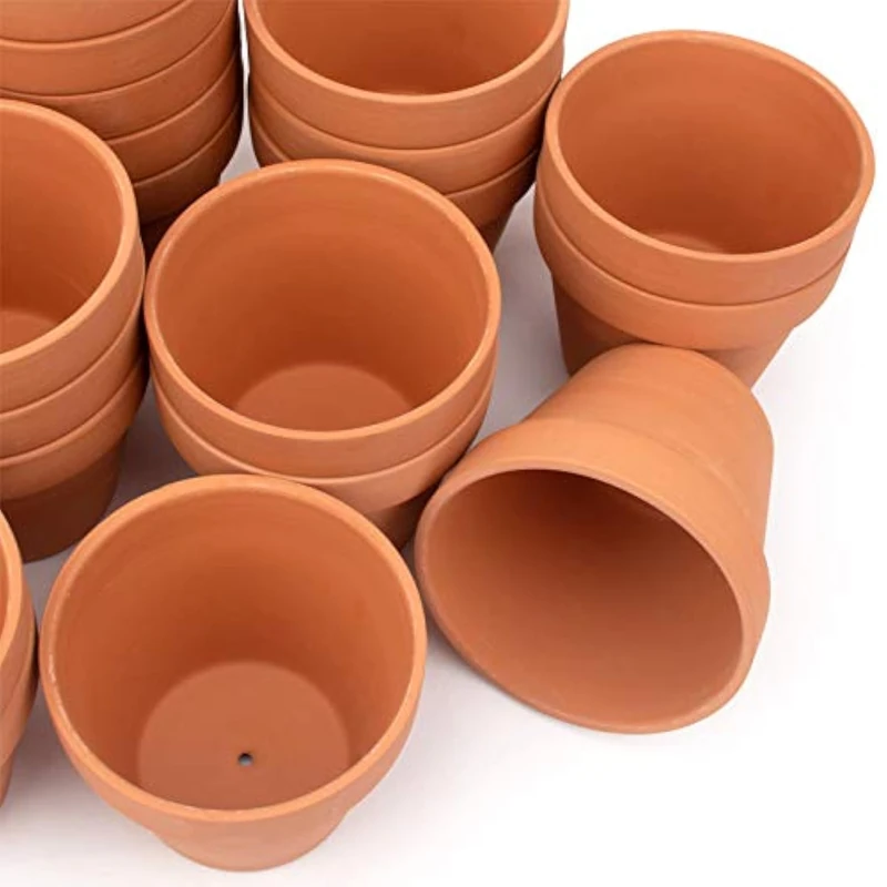 26 Pack 4" Terracotta Planter Pots - Clay Ceramic Cactus & Succulent Nursery Pots with Drainage Hole - Image 1