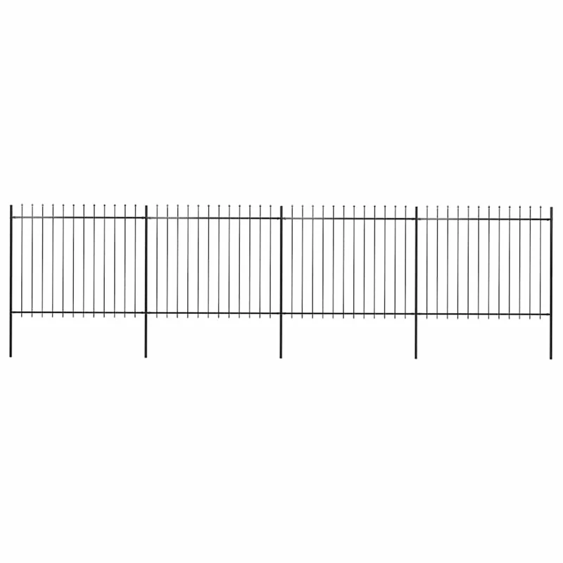 Tidyard Fence with Spear Tips - 6.8m Black Steel Model 277632