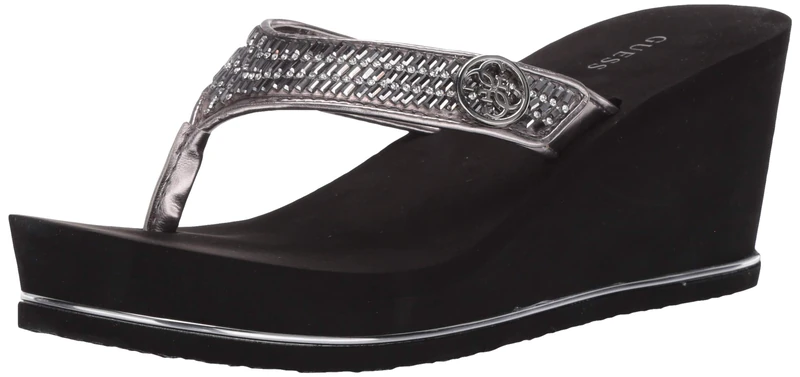 GUESS Women's gwSARRALY4 Flip-Flop, Silver, 11