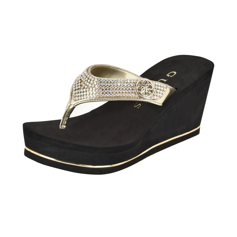 GUESS Women's Sarraly Flip-Flop, Gold 771, 6.5 UK - Image 1