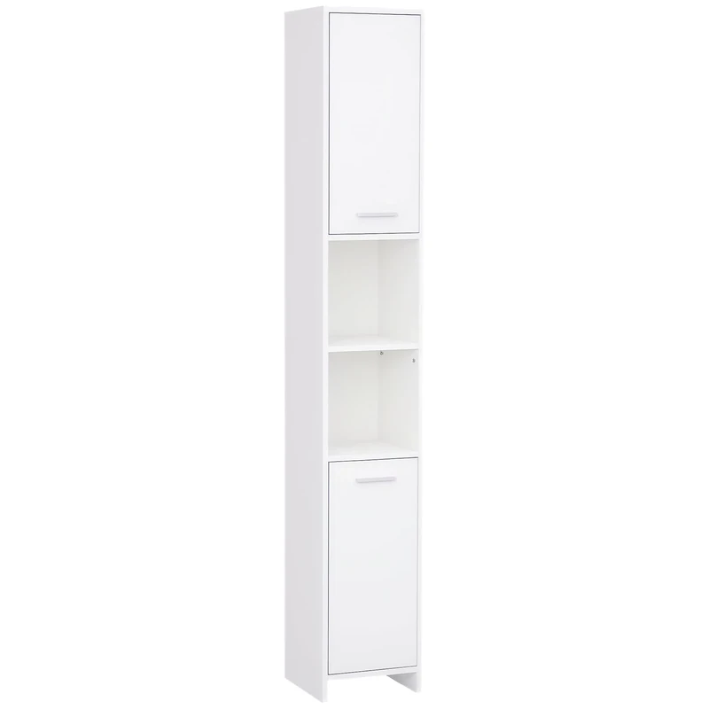 HOMCOM Bathroom Floor Storage Cabinet Slim Tallboy w/Door Cupboard & Shelves For Living Room, Bedroom, Hallway White