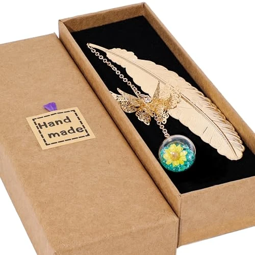 Toirxarn Feather Bookmark - Christmas & Birthday Gift for Women - Personalised Xmas Stocking Filler & Secret Santa Presents to Mum Grandma Teacher Daughter Wife Sister Family Friends Colleague