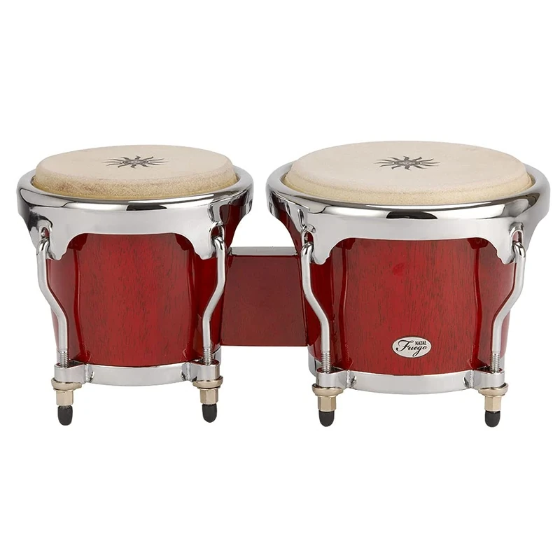Natal Fuego Series Natural Wood Bongos in Gloss Red