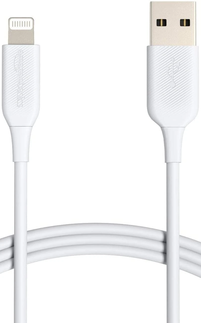 Amazon Basics Lightning to USB A Cable - MFi Certified iPhone Charger, White, 0.9 m