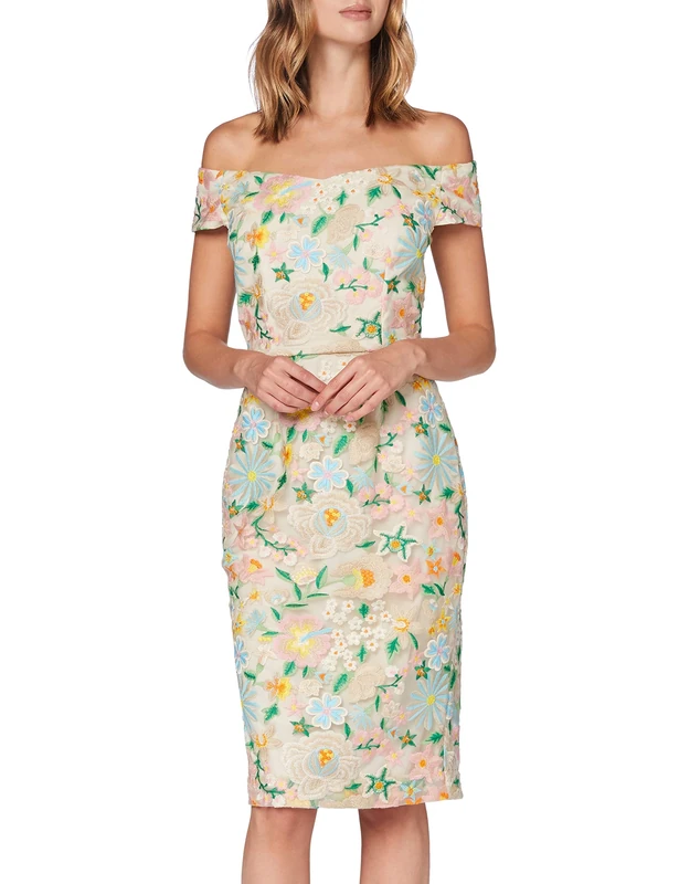 Gina Bacconi Women's Mayla Cocktail Dress, Pink/Beige, 12